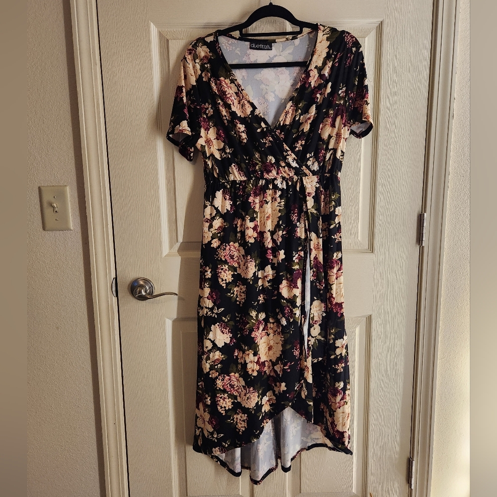 Floral Black Maternity Dress